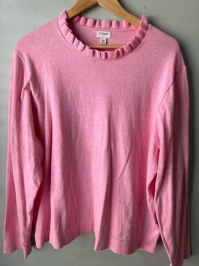 J. Crew Pink Ruffle-Neck Crewneck Sweater Size 2X